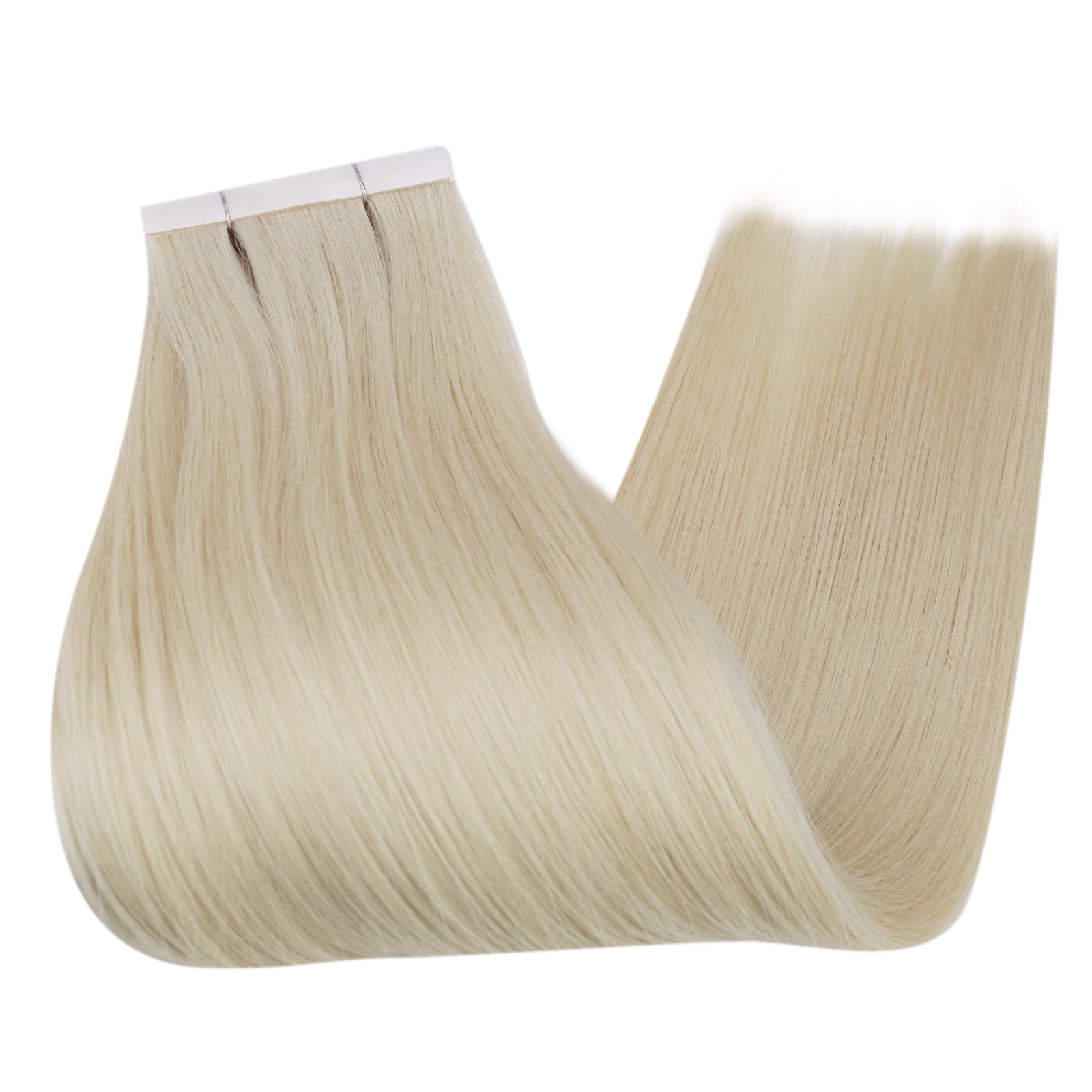 Platinum Blonde Human Hair Tape-In Extensions - 图片 9